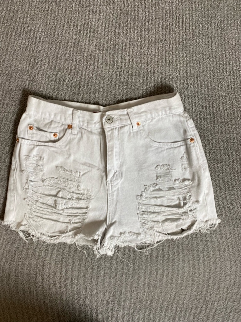 Signature 8 Women's Distressed White Denim Shorts- Festival Y2K Boho Summer